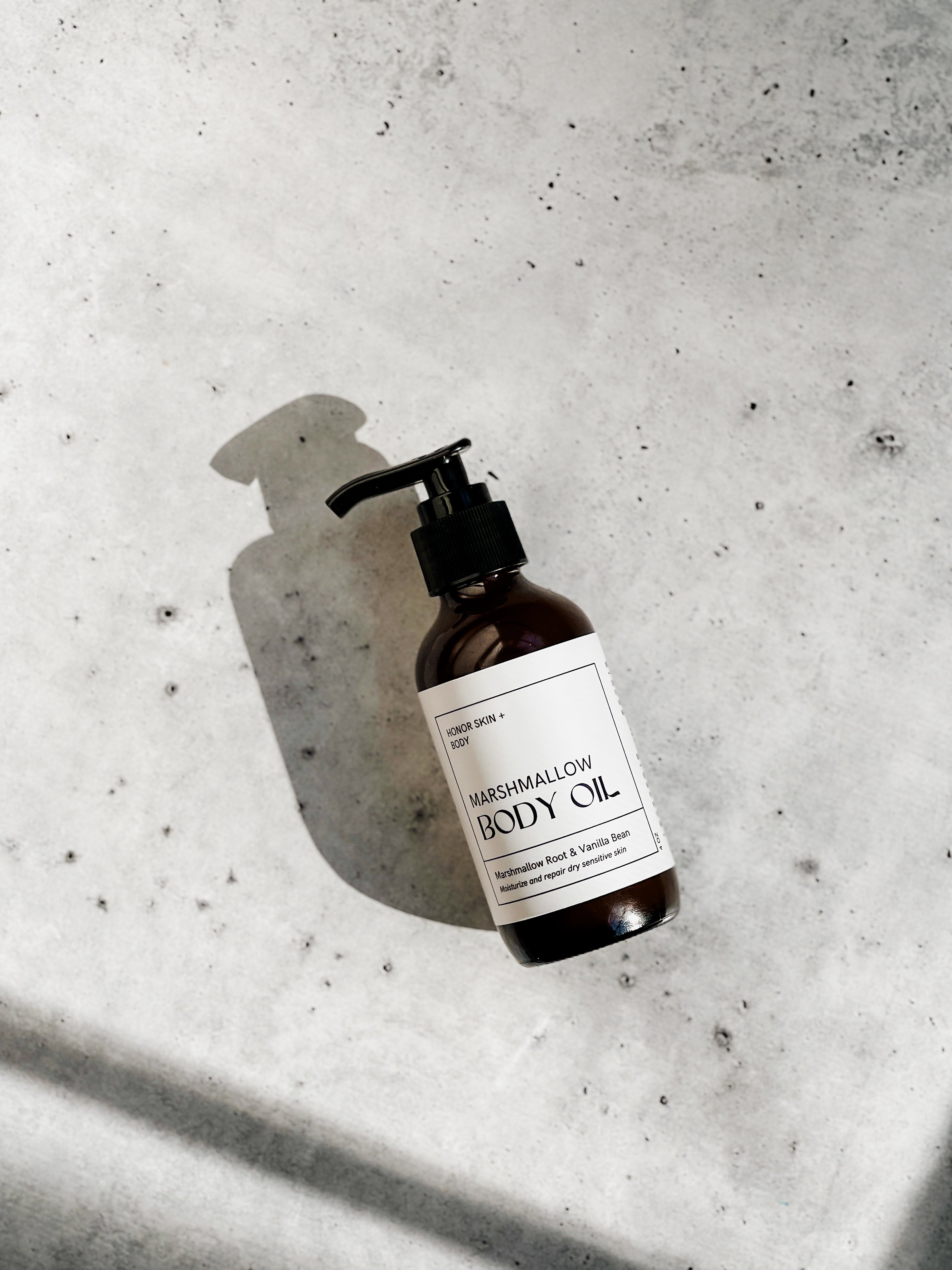 Marshmallow root and vanilla bean body oil with tallow